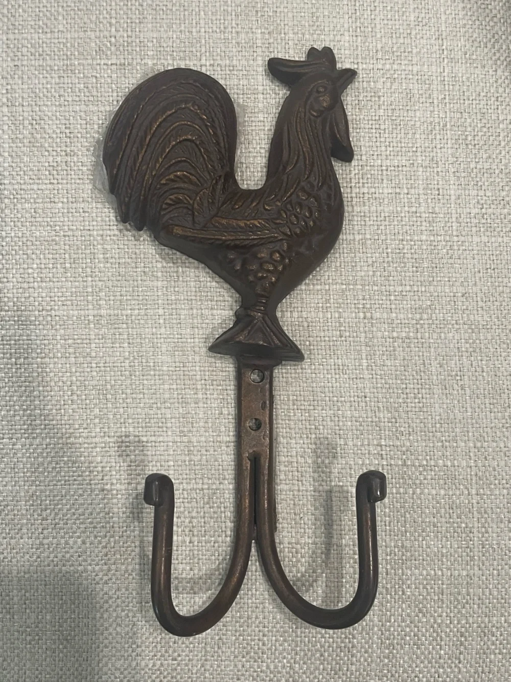 Wrought Iron Rooster Wall Hook in Dark Bronze - Unbranded 7.5”